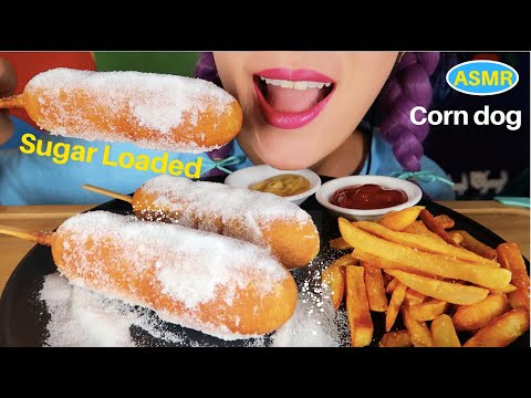 ASMR CORN DOG W/SUGAR+ FRIES MUKBANG |설탕 잔뜩 핫도그+감자튀김 |CURIE.ASMR (Collab w/ASMR MYWAY)