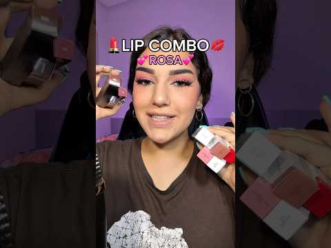 💄LIP COMBO💋 de color ROSA🌷  #asmr #maquillaje #lipcombo