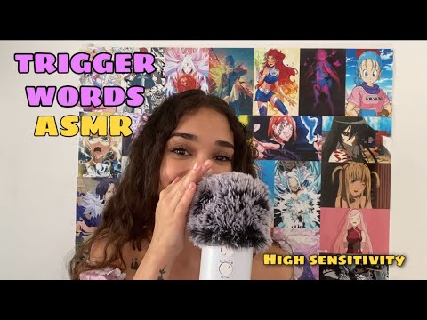 ASMR | Trigger Words ✨ HIGH SENSITIVITY ✨ (mouth sounds, whispers, fluffy mic scratching)