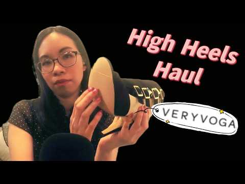 ASMR VERY VOGA HIGH HEELS HAUL (Shoe Tapping & Scratching, Mouth Sounds, Soft Spoken Voice Over) 👠👡