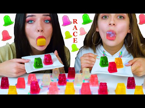 ASMR JELLO CUPS RACE EATING SOUNDS LILIBU