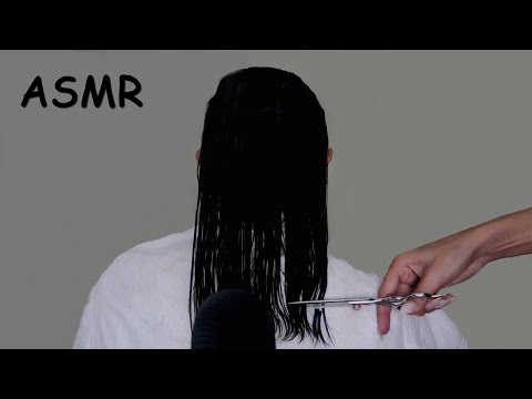 ASMR - HIDRATANDO E CORTANDO UM CABELO REAL