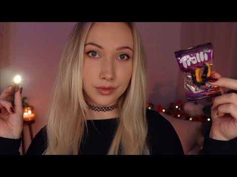 ASMR Inspecting Your Halloween Candy | Packaging Sounds, Light Triggers, Soft Spoken 🎃🍬