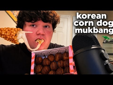 ASMR Korean Corn Dog Mukbang + Nutella Pastries! 🤤🍫