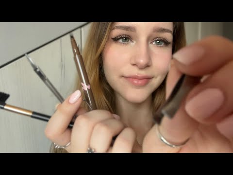 ASMR doing your eyebrows ✂️ brushing, plucking, cutting..