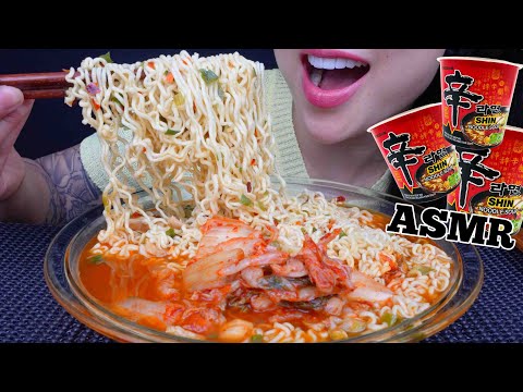 ASMR NOODLES + KIMCHI (*SLURPING EATING SOUNDS) NO TALKING | SAS-ASMR