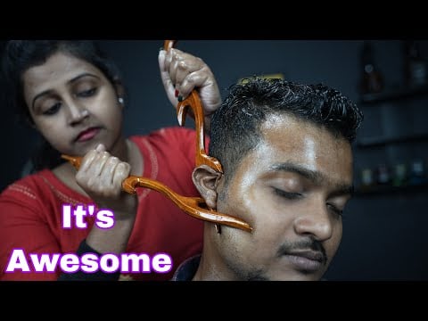 Lady Barber Doing Awesome Head Massage With Lots Of Oil | ASMR Head Scratching Therapy