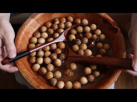 d(~.~)b ASMR Wood Soup + Whispering + Tapping + Water & Gentle Sounds