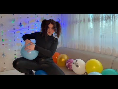 ASMR ~ Leather Pants, Rubber Boots and Balloons Popping + Spit Painting 😇