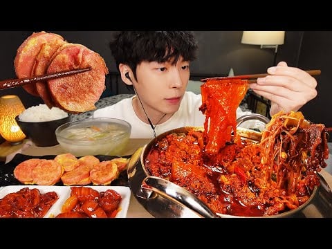 MUKBANG | 집밥! 직접 만든 콩나물불고기 콩불 & 계란 소세지, 물 백김치 먹방 | RECIPE KOREAN HOME FOOD الأرز المنزل Nhà gạo