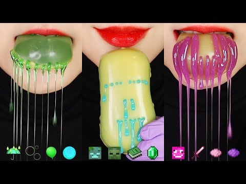 9MINUTES EMOJI EATING ASMR FOR SLEEP MINECRAFT FOOD ASMR WAX CANDY HONEY JELLY EATING SOUND ASMR ☔
