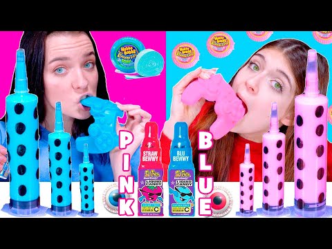 ASMR Full Video Pink VS Blue Giant Gummy Jelly Candy Eating