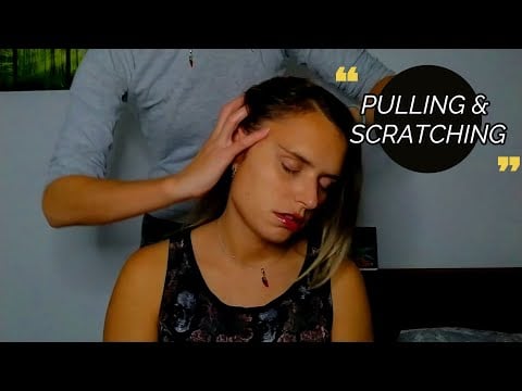 ASMR Head Massage Therapy with HAIR PULLING Technique and SCALP SCRATCHING, Hair Sounds -No Talking