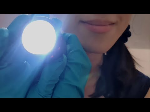 ASMR Cranial Nerve Exam With Latex Gloves ✨️ hand movement, eye cleaning, follow the light, checkup