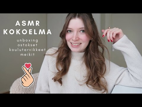 ASMR suomi kokoelma - laukun unboxing, ostosten esittely, meikit | ASMR in different languages