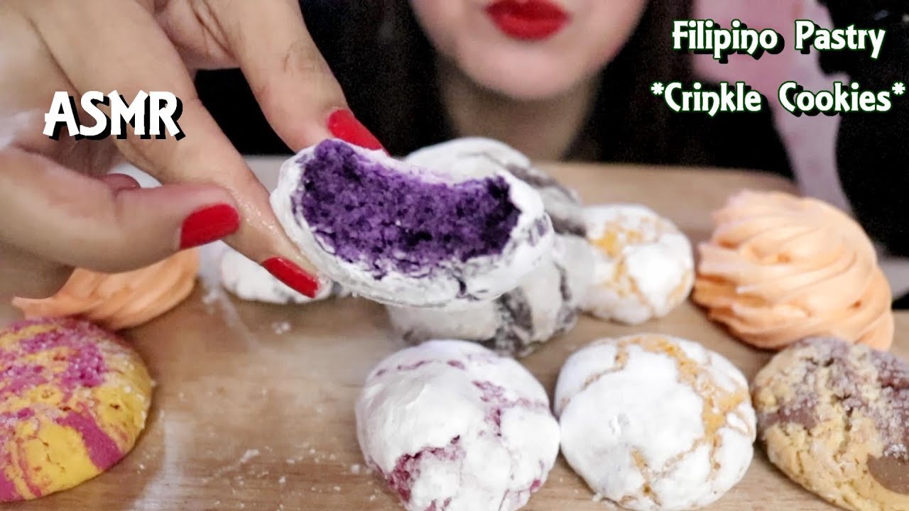 ASMR Filipino Pastry Crinkle Cookies Eating No Talking 소리를 들으며