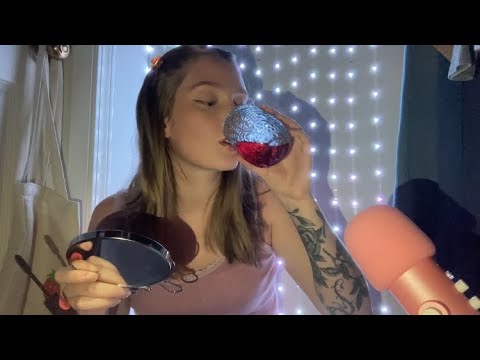Tipsy ASMR 🍷 (GRWM Wine Night Edition) Whispered Yapping 🗣️ (Headphones Recommended)