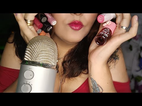 ASMR Te muestro algunos de mis labiales mientras mastico chicle
