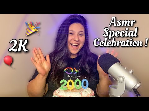 ASMR~ 2K Special Celebration 🎉 | Shout-outs | Cake Mukbang | #whispers #eatingsounds 🎉