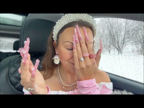 asmr/ my car got towed❄️ (story time with XXL nails)