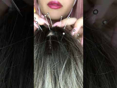Wig On Mic -Pin Plucking 📍💆🏻‍♀️ #asmr #satisfying #visualtingle #asmrmassage #tingles #shorts