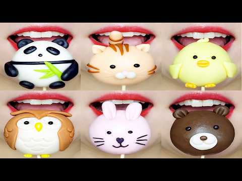 ASMR Cute Animal Wagashi 😺🦉🐼🐥🐰🐻🦊🐶 EMOJI MUKBANG 귀여운 동물 화과자 이모지 먹방 Eating Sounds