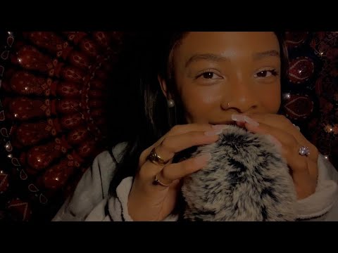 ASMR clicky inaudible whispering + mic brushing!