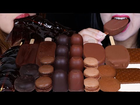 ASMR DARK VS MILK CHOCOLATE MINI MARSHMALLOWS, WARABI MOCHI, MACARONS, DOVE ICE CREAM BAR, COOKIE 먹방