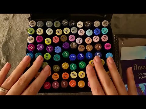 😴 ASMR  - 🖊️📕 Organizing and swatching markers - Clicky Whispers