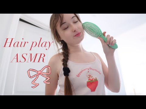 ASMR hair brushing + styling🤍🎀💇‍♀️