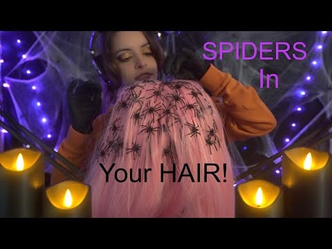 ASMR You Have Spiders in Your Hair, Let Me Help 🕷️💜 Whisper Comfort & Tingly Gloves
