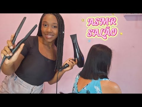 ASMR SALÃO - Chapinha, Secador e Corte de Cabelo ✨️ | APLICADO SUPER RELAXANTE 😴