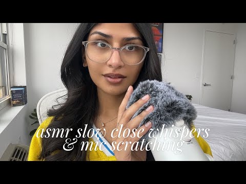 asmr close whispers & mic scratching | slow gentle whispers and unintentional mouth sounds ☕️