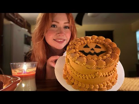 ASMR Baking a Vintage Halloween Cake (Close Whispered Voiceover)