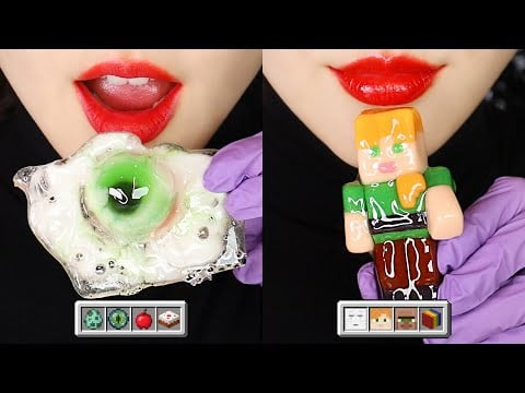 MINECRAFT FOOD, EGG, SUGAR FONDANT TANGHULU EATING SOUND ASMR 🥚