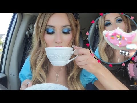 ASMR 🫖 Tea Party In My Car 🍰🚗 *Mukbang* (whisper ramble, eating sounds)