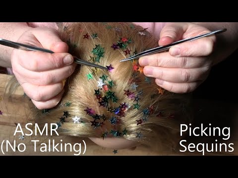 ASMR Scalp Check, Picking Sequins  (Tweezers, No Talking)