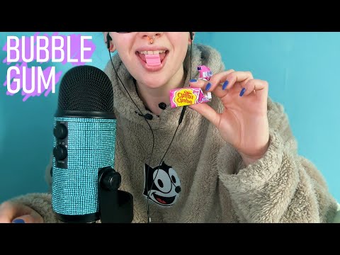 ASMR Bubble Gum Chewing/Bubble Blowing, Typing & Candy Organizing