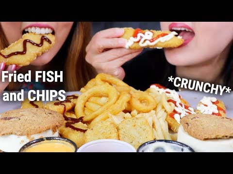 ASMR FRIED FISH AND CHIPS (ONION RINGS, FRIES, ICE CREAM) | Kim&Liz ASMR