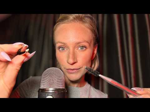 ASMR Soft Spoken Doing Your Eyebrows 💆‍♀️ Close Up Personal Attention & Face Touching