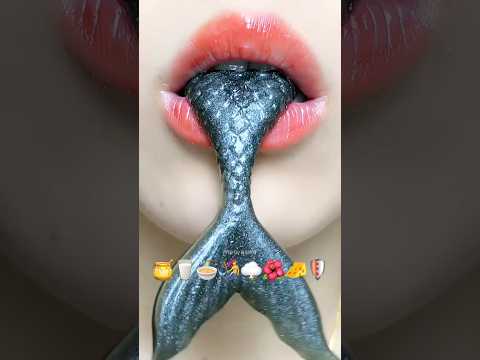 Black & White Asmr Eating Honey Jelly Milk Emoji Food 🥛🌩️🧀 #meoasmr #mukbang #satisfying