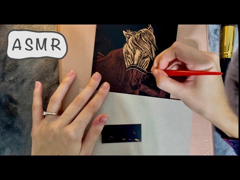 ASMR - Trying Scratch Art for the first time - Scratching Sounds - Whispering - Tracing