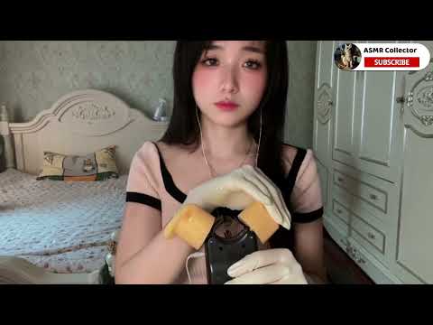 ASMR🎧｜Latex gloves touch the microphone at close range ° Aloe vera gel rubs the ears.Quite exciting