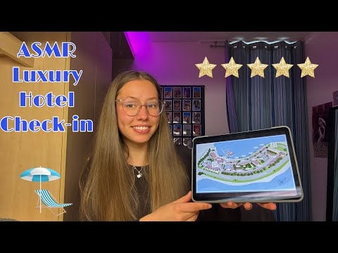 ASMR luxury tropical hotel check in roleplay, keyboard tapping