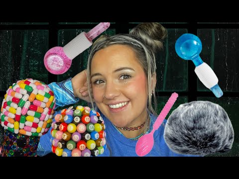 ASMR LIVE pt. 1 💜— mouth sounds, pill/ pool mic, finger lights, bugs, water globes, spoons, & more!