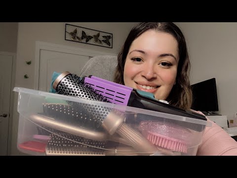 ASMR| RP Brushing your hair with different hair brushes- (bristles sounds & personal attention) 😴✨