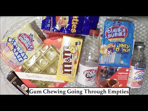 ASMR Gum Chewing Going Through Empties | Close Whisper | Tascam