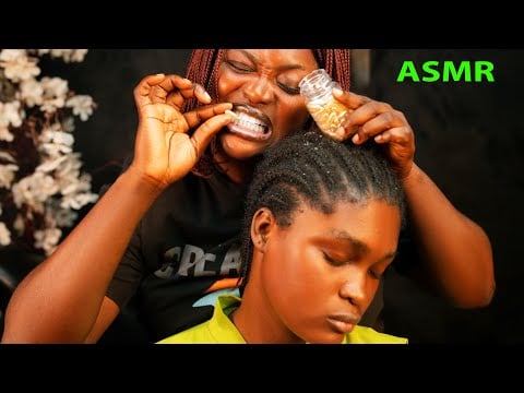 ASMR ✨Soft whisper Gum, Vitamin E oil, scalp blowing, hair crust picking, scalp scratching
