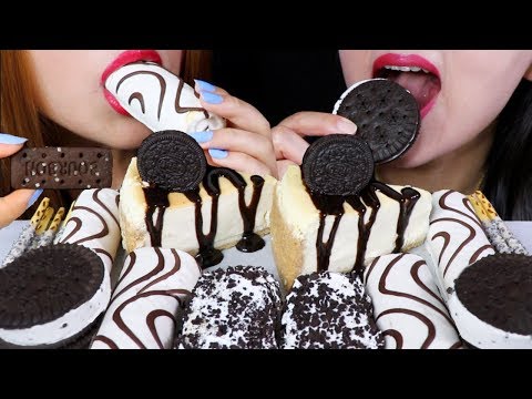 ASMR OREO CHEESECAKE, COOKIES AND CREAM ICE CREAM, ZEBRA CAKE ROLLS, PEPPERO 리얼사운드 먹방 | Kim&Liz ASMR