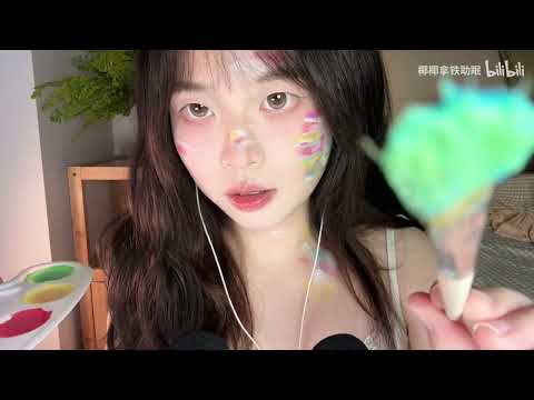 【Sleep aid】Eat edible pigments 🎨 & visual triggers. Draw on your face
